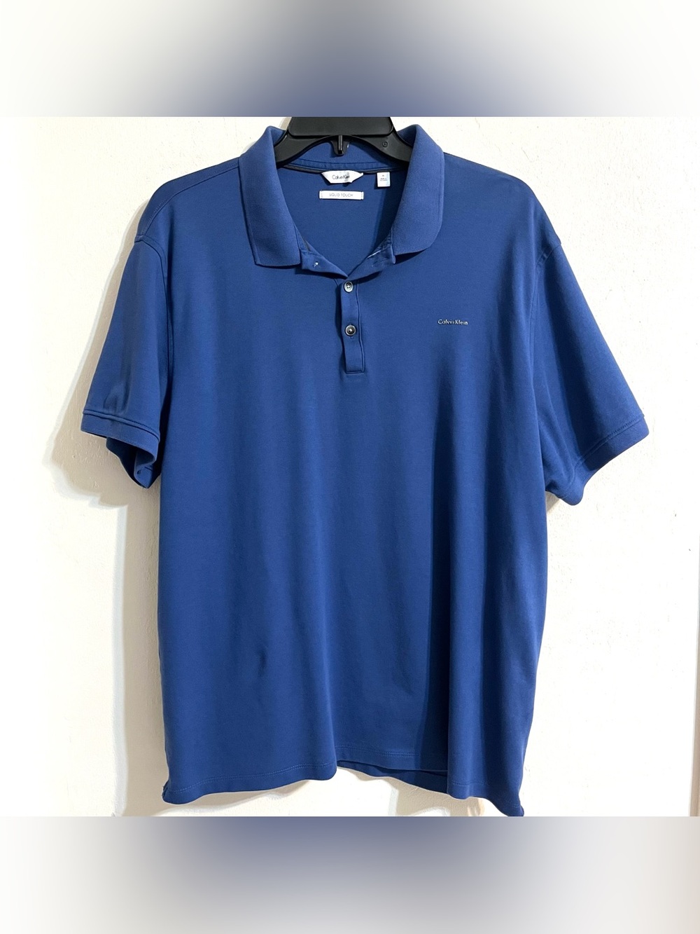 Calvin Klein Men's Blue Polo Shirt Liquid Touch XL